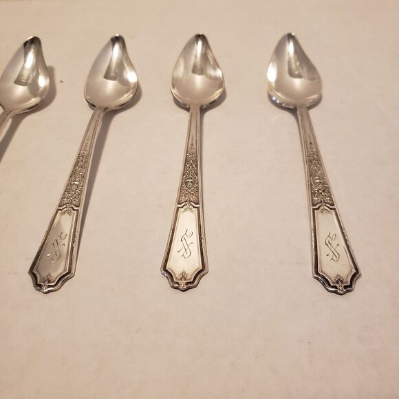 Set 6 Grapefruit/Fruit Spoon  1847 Rogers Ancestral 1924 Vintage Silverplate - Picture 2 of 15